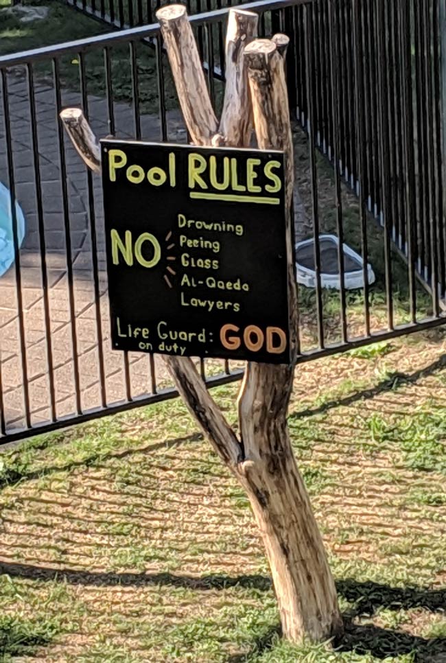 Hostel Pool Rules in Lake Taupo, New Zealand. The safest Pool in all of Middle Earth