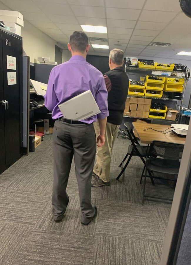 That's one way to carry your laptop..