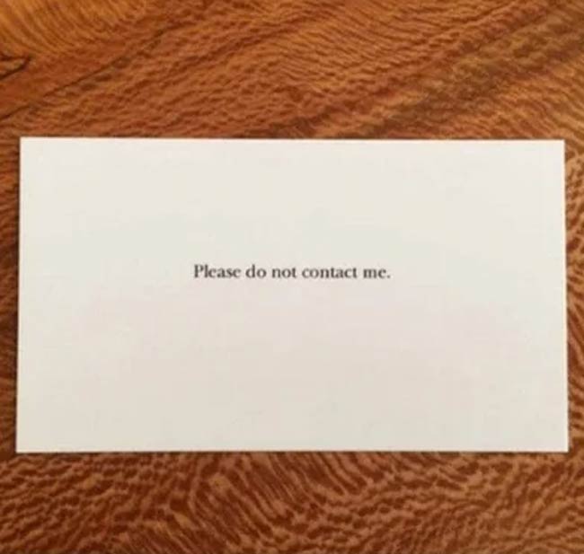 Business card for introverts