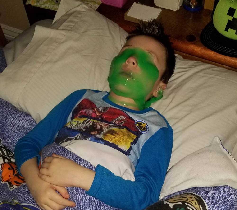 Wife and I went out one night and came home to my son sleeping like this