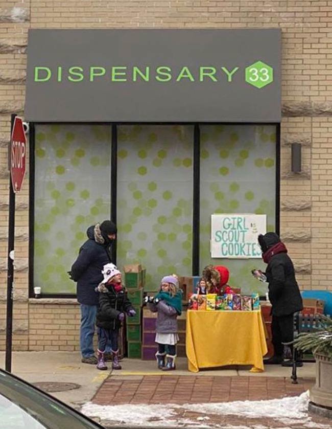 Girl Scouts setup shop outside my local dispensary