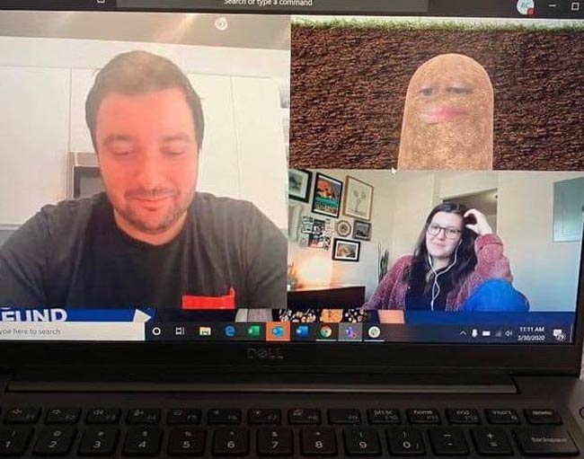 My Boss turned herself into a potato in our Microsoft Teams meeting and couldn’t figure out how to turn it off, so she was just stuck like this for the entire meeting