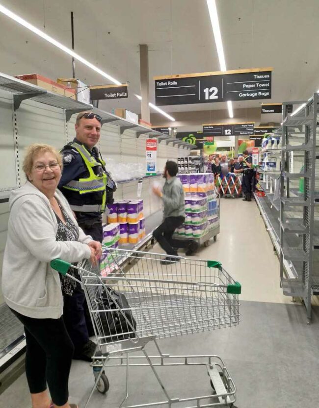 The coronavirus panic is so out of control here in Australia, the cops have to patrol the toilet paper aisle daily to enforce limitations