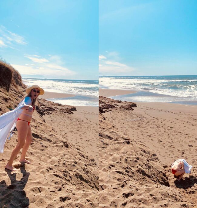 I asked my mom if she could get a picture of me mid-air, jumping off a sand dune. She assured me she could. These are the two pics she got