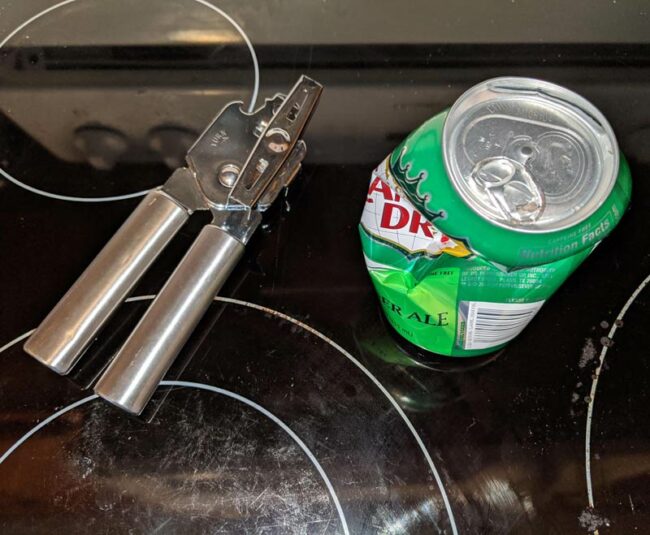 Woke up this morning and found this on the stove. I guess my wife wanted a Ginger Ale last night, but the can didn't want to share