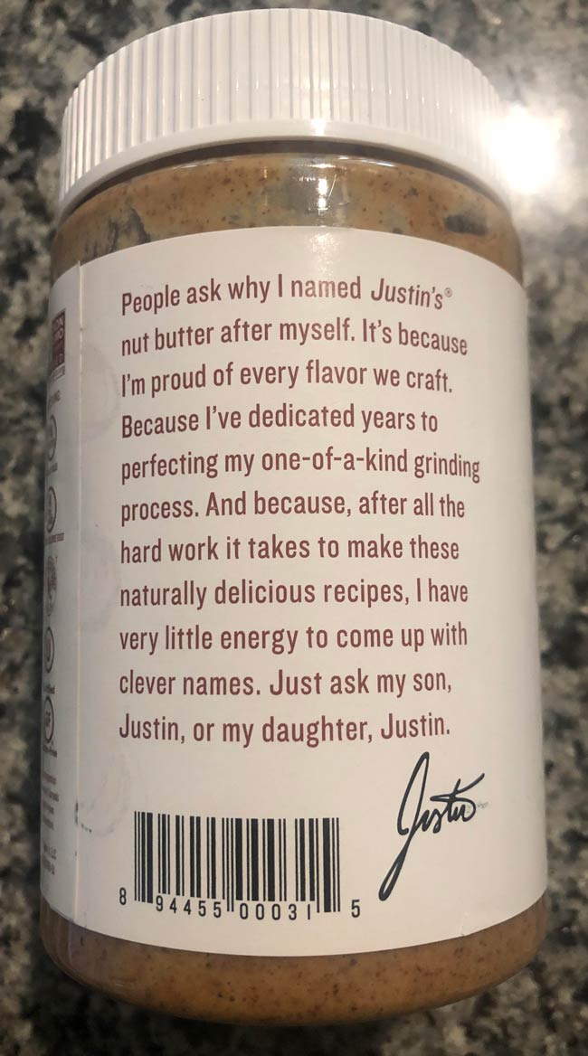 Never read the Justin’s Almond Butter label before..