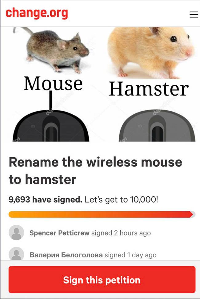 Rename the wireless mouse to hamster