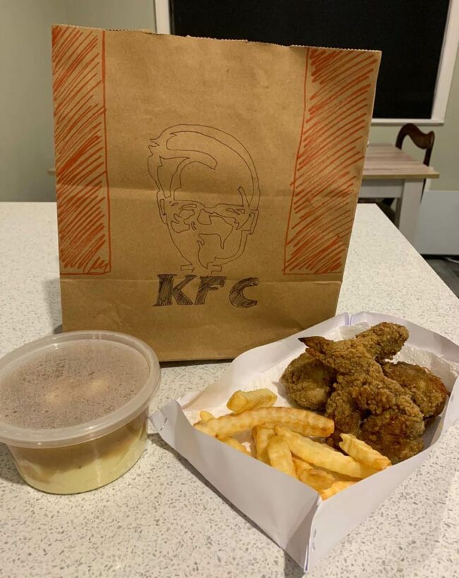 Sister made “KFC” since all takeaway stores are closed