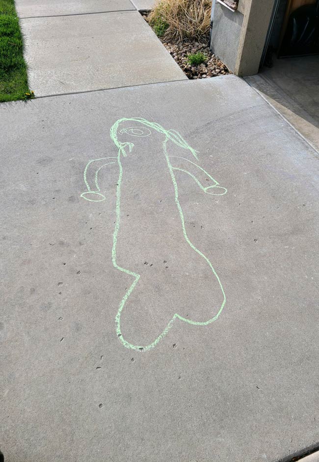 My daughter traced my other daughter lying on the ground. And this is the end result