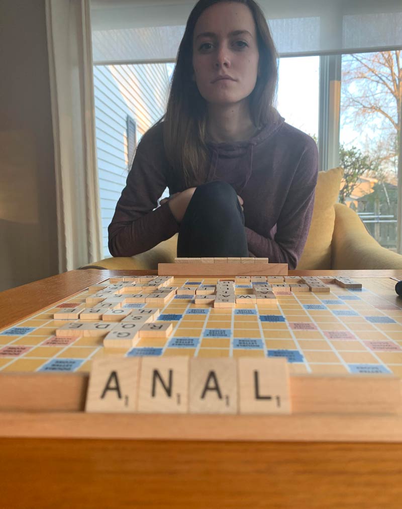 My girlfriend became suspicious when I took a photo during our scrabble game