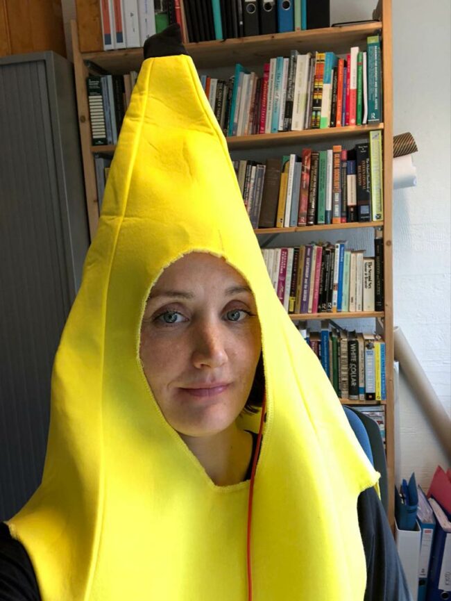 I promised to lecture as a banana if we got 20 good comments or questions. And so they did. And so I did