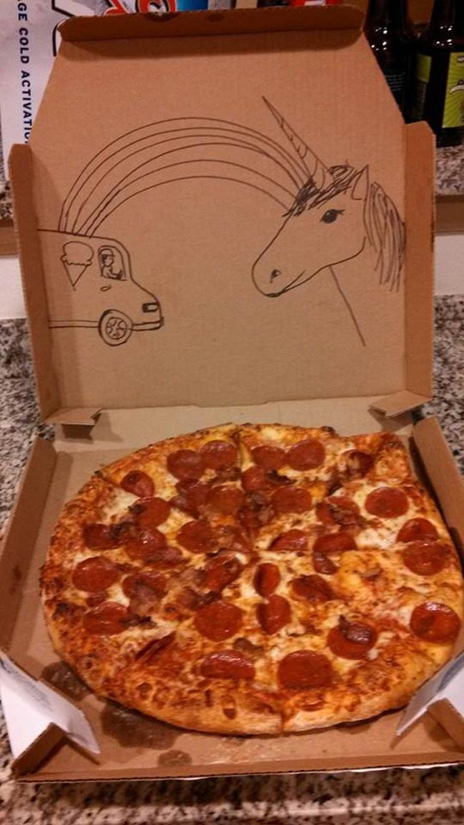 I asked the pizza place to draw me a picture on the box