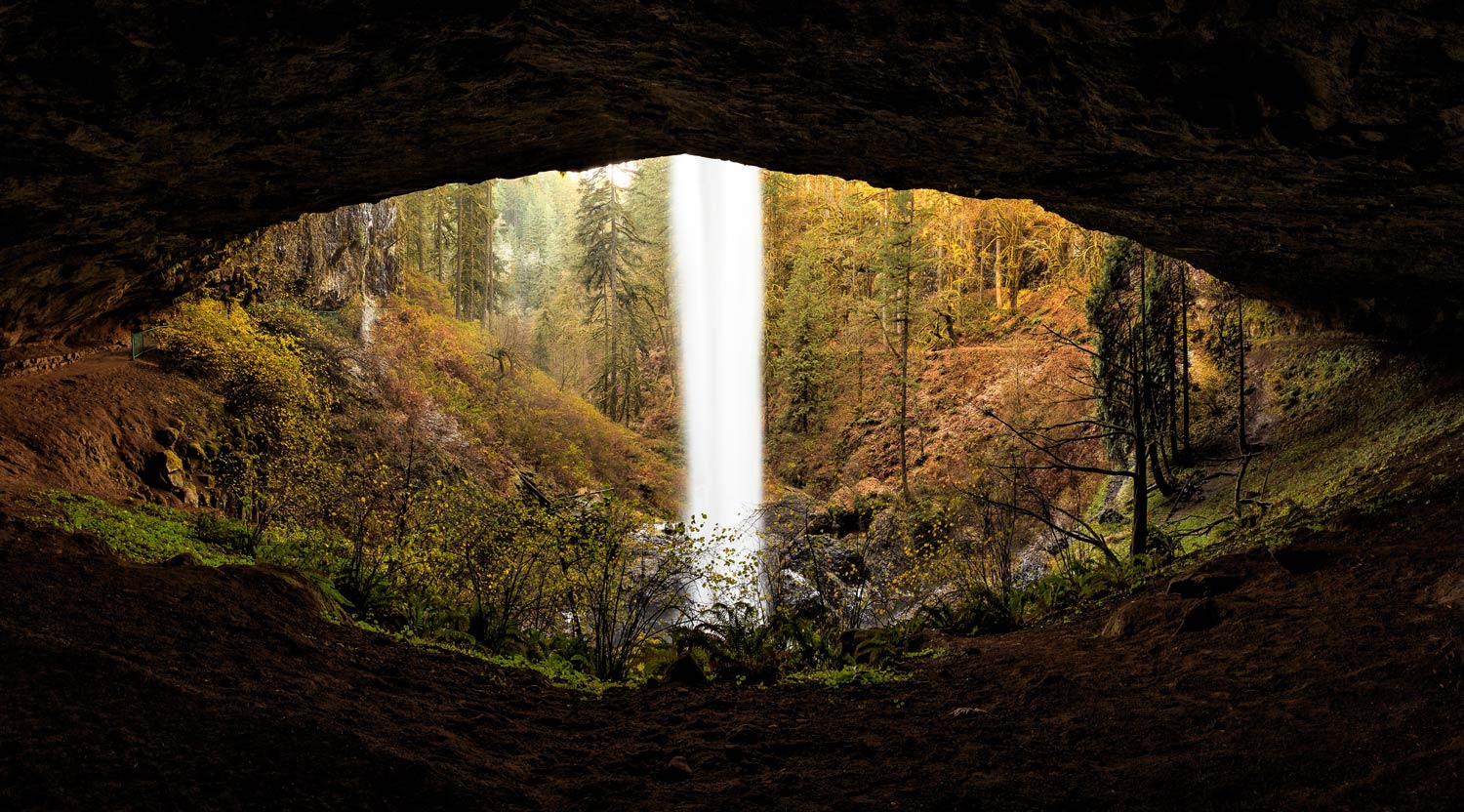 "Eye of the Waterfall" Inside the north falls of Silver Falls State Park