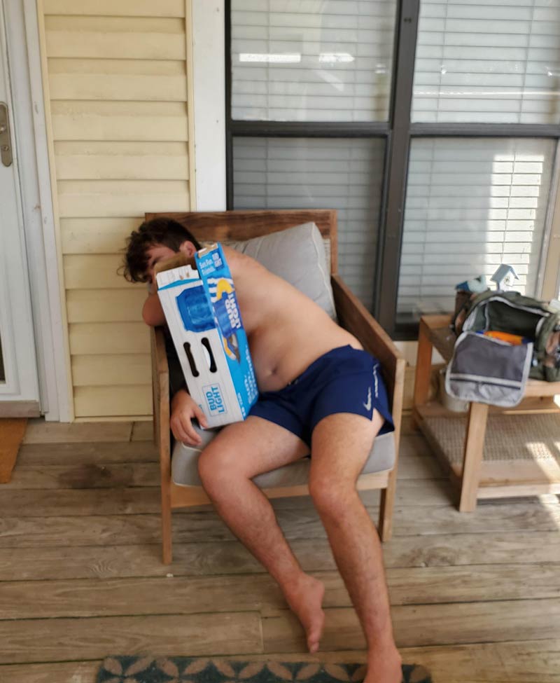 We found this guy passed out on our porch this morning