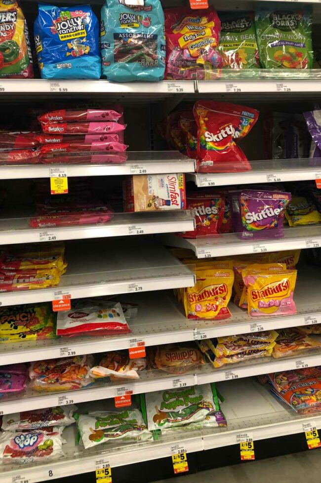 Someone abandoned their Slimfast in the candy aisle