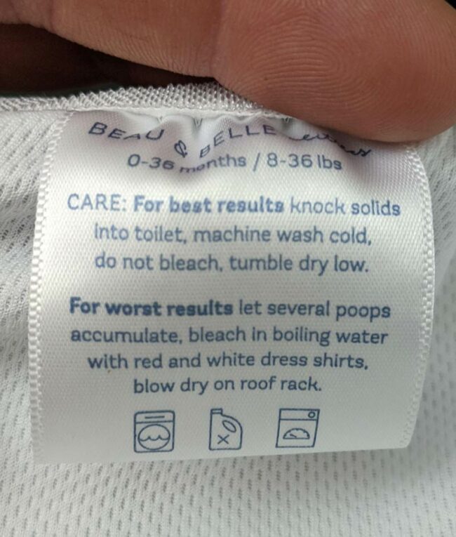 The tag on my son's swim bottoms