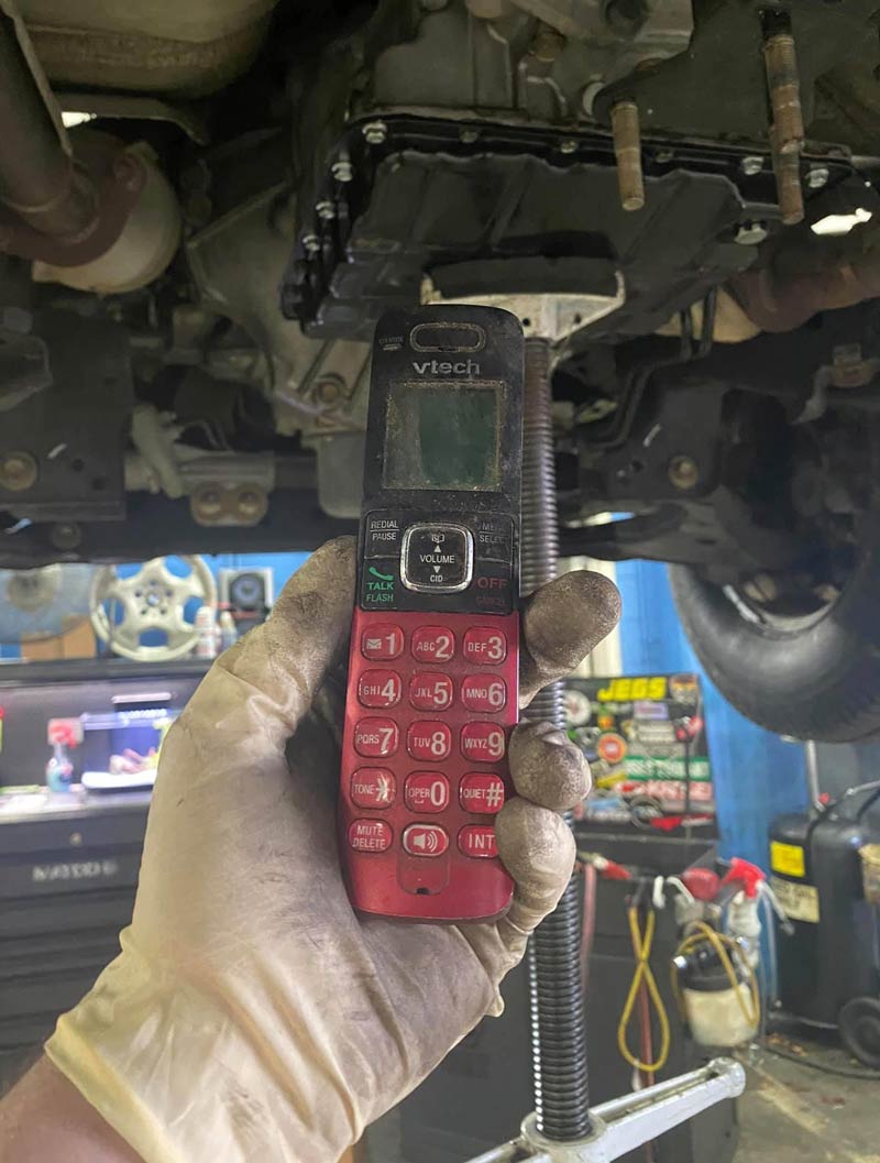 Hello? Is this the shop that previously worked on this Nissan and left half the bolts out of the subframe, trans pan, and loose mounts? Yeah just wanted to let you know I found your phone