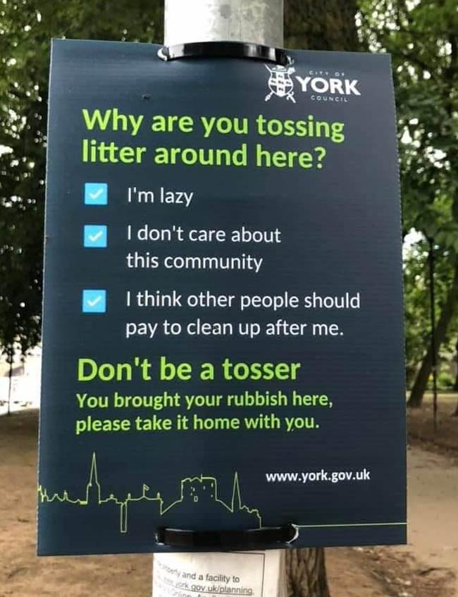This litter sign in England