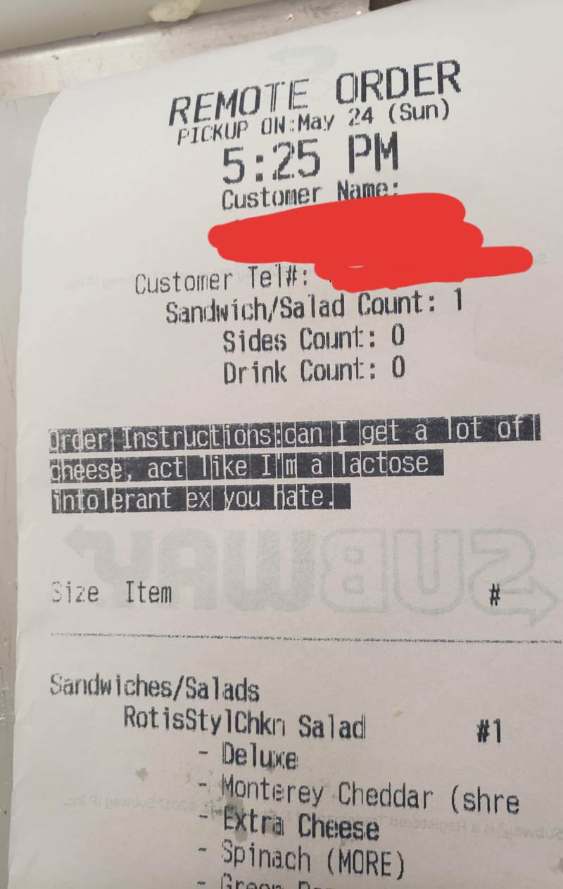 I work at a subway, we got this special request