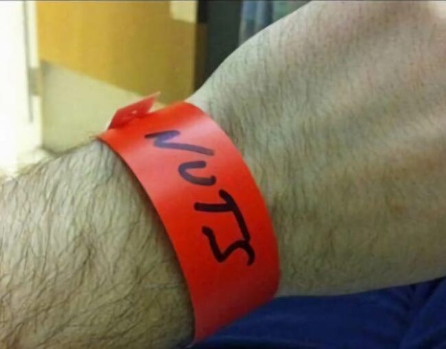 After a severe allergic reaction to walnuts, this is how the doctors labeled me at the hospital. People who looked at my wristband, must've thought I escaped the psych ward