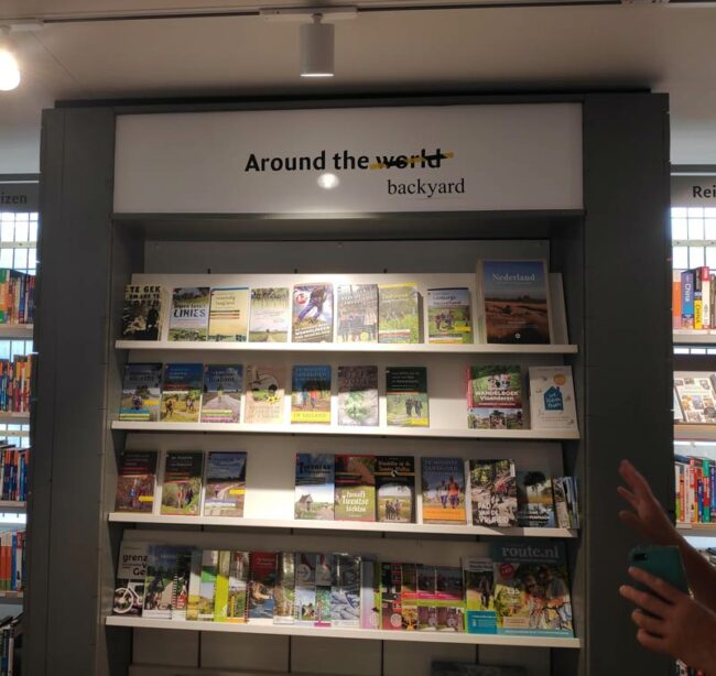 A bookstore changed the travel books to walking and cycling trips nearby