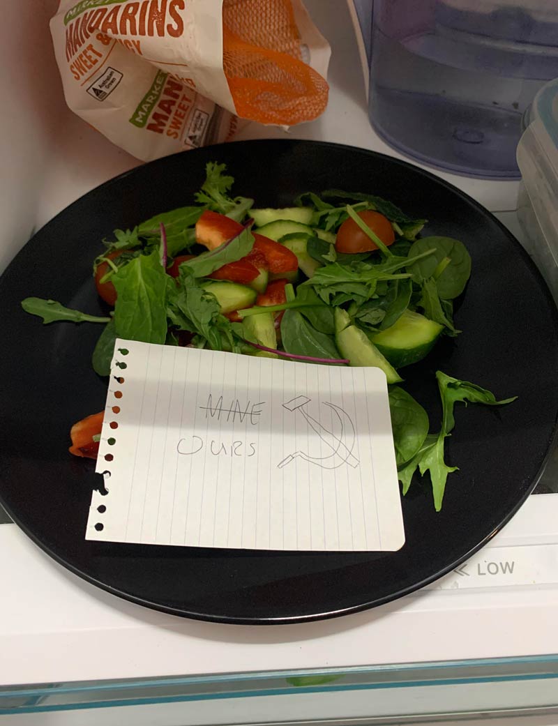 Girlfriend tried to claim a salad in the fridge