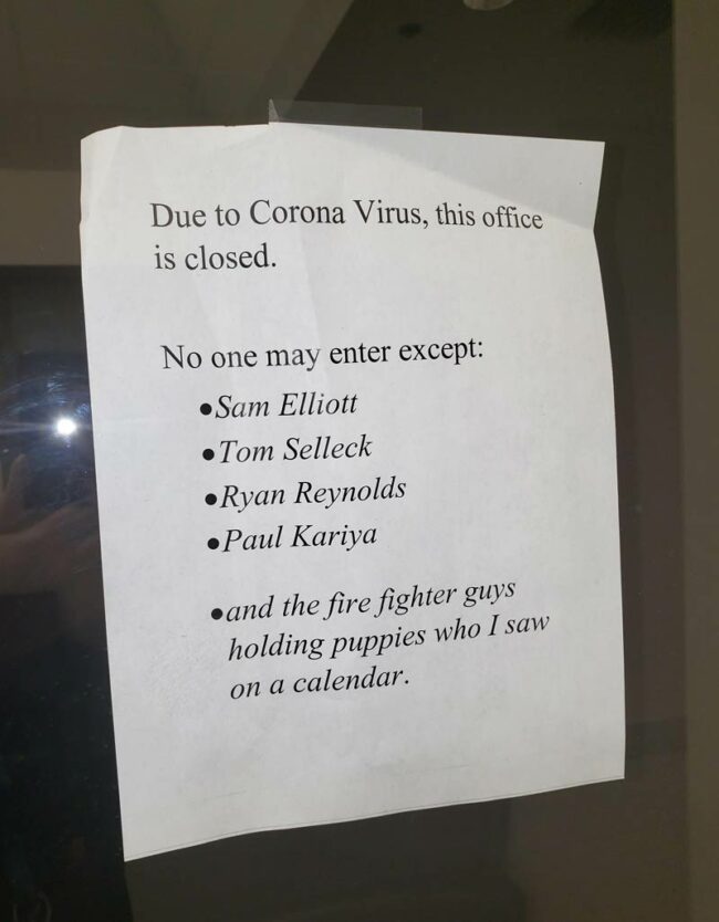 Posted on the office door
