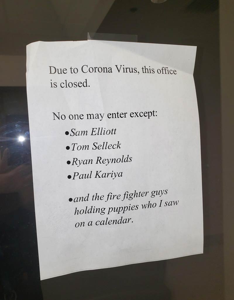 Posted on the office door