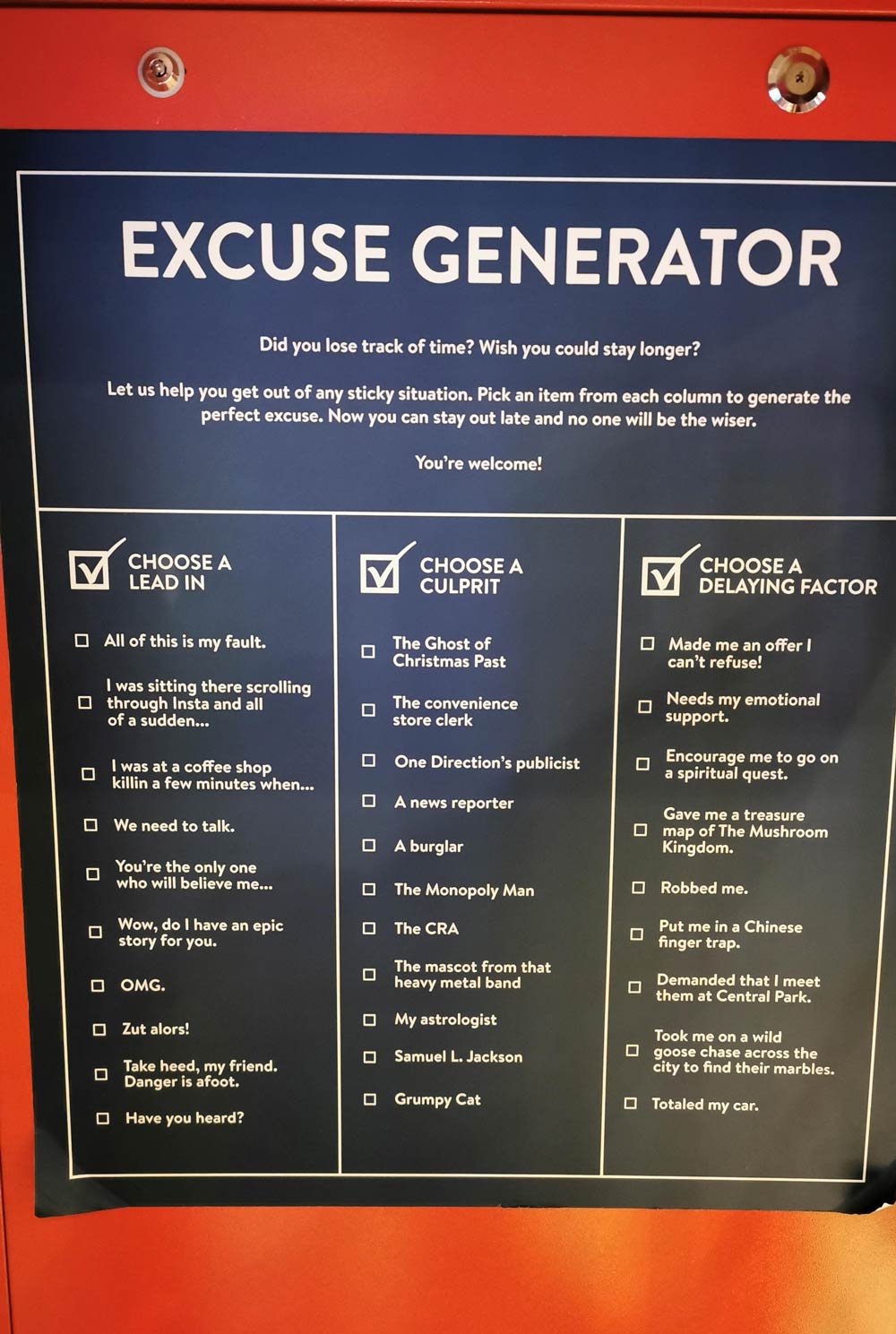 Excuse Generator