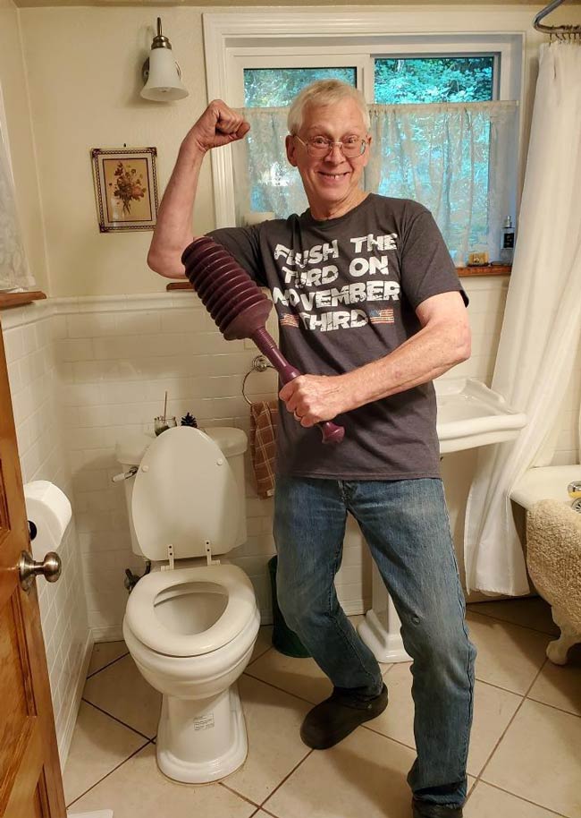 My dad is really excited about his new T-shirt