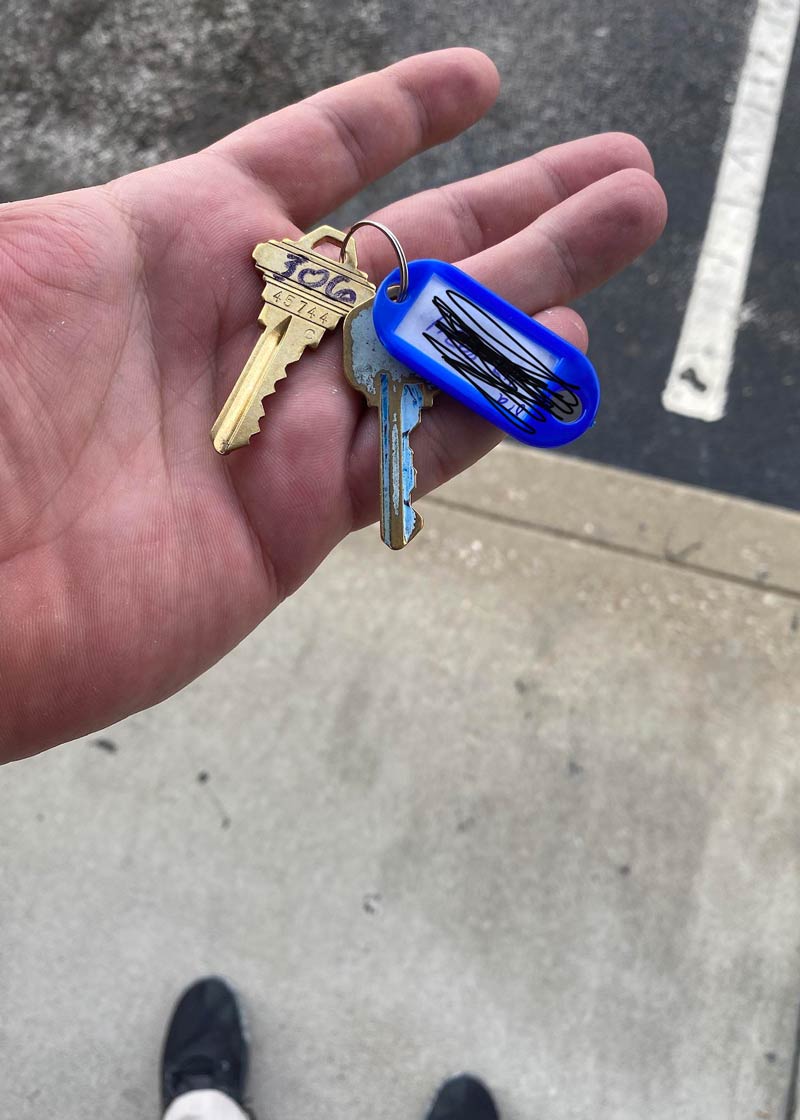 Evil prank. Found these keys outside my work. Called the number on them. Apparently, dozens of sets of these keys were spread all over our town and the guy had been getting calls all day
