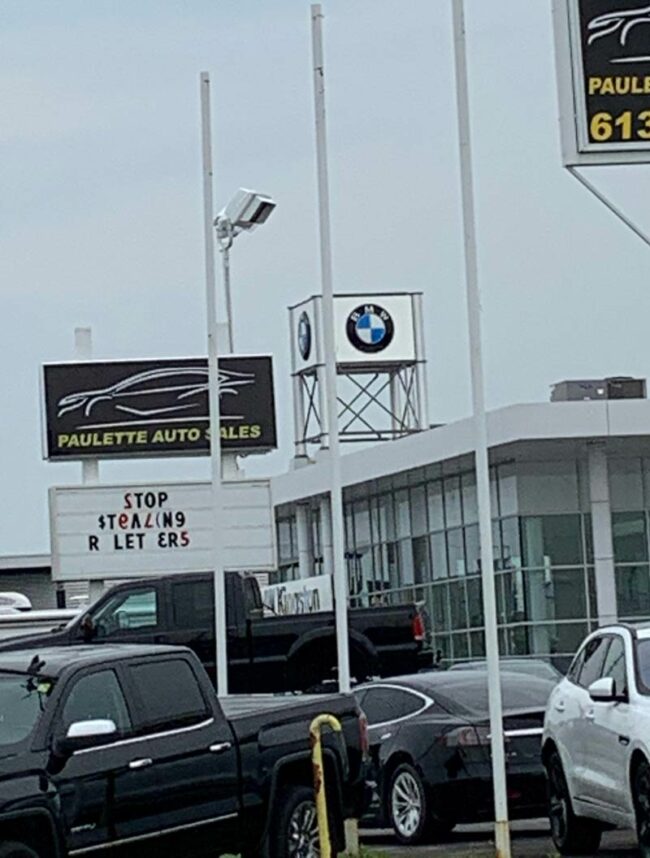 This car dealership's sign