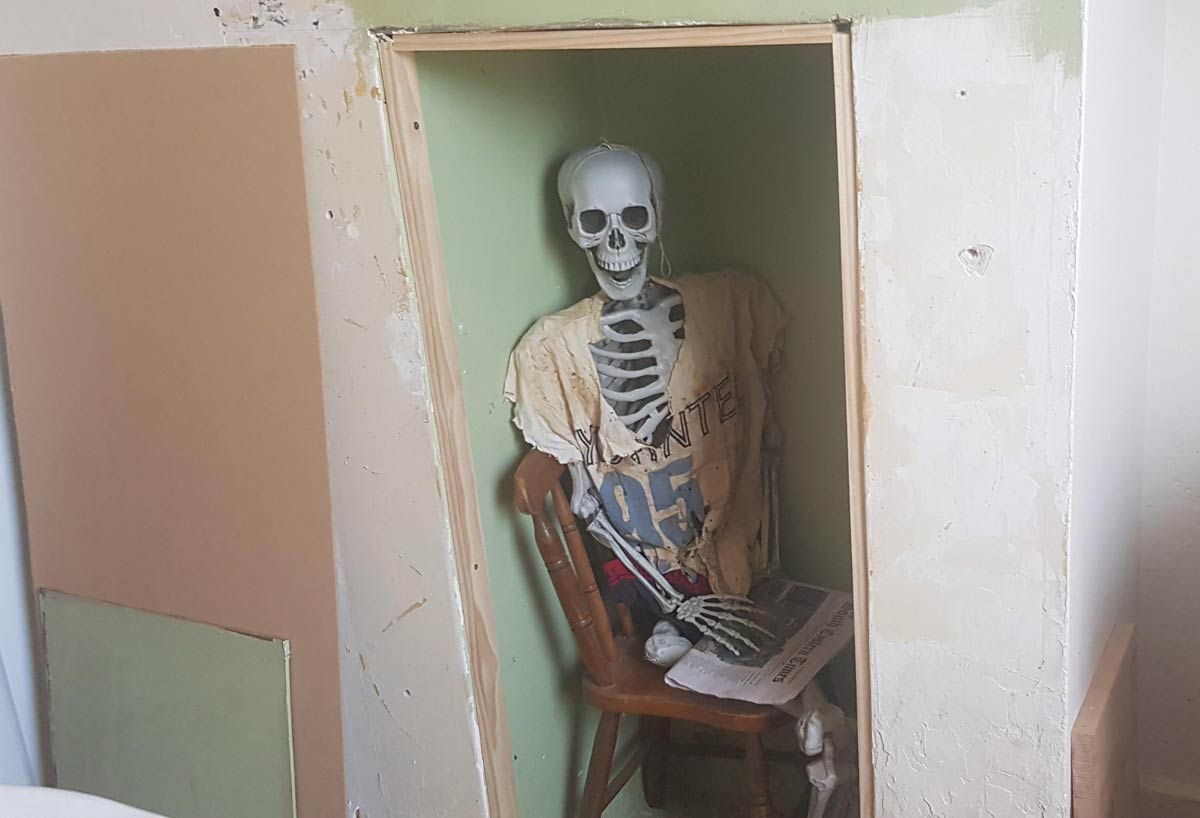 Renovating the house, decided to put this in the wall before its boarded up, so I can give the next person who renovates the house a heart attack