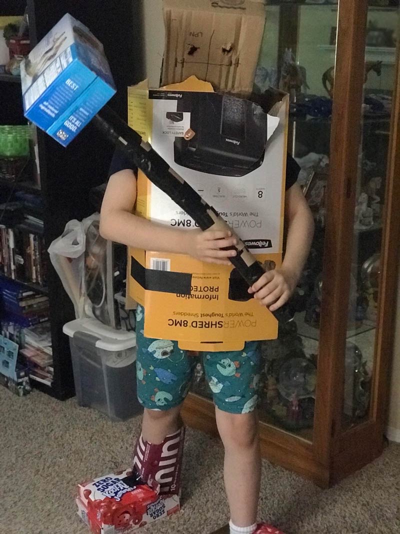 My 10yo son wanted me to share with all of you the suit of armor he’s been constructing