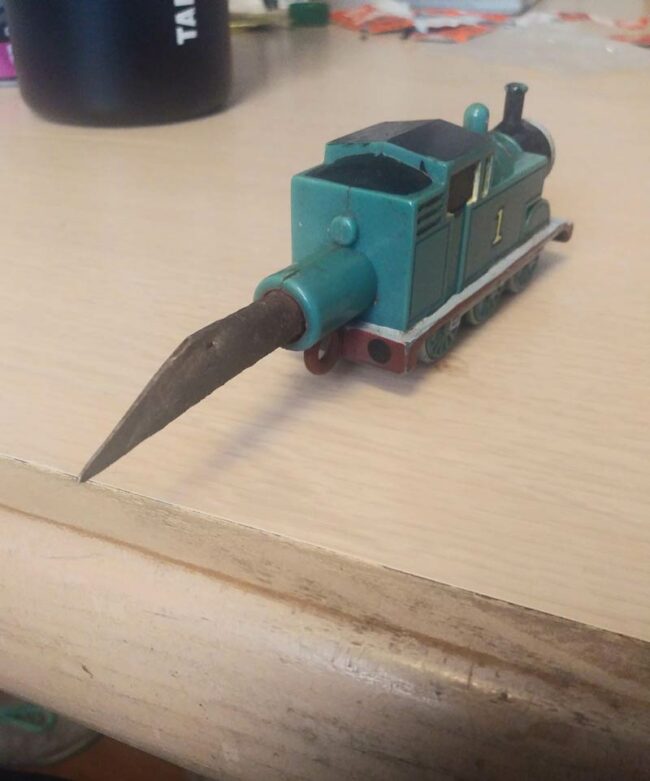 Moving present from my friend, this monstrosity is named Thomas the Shank Engine