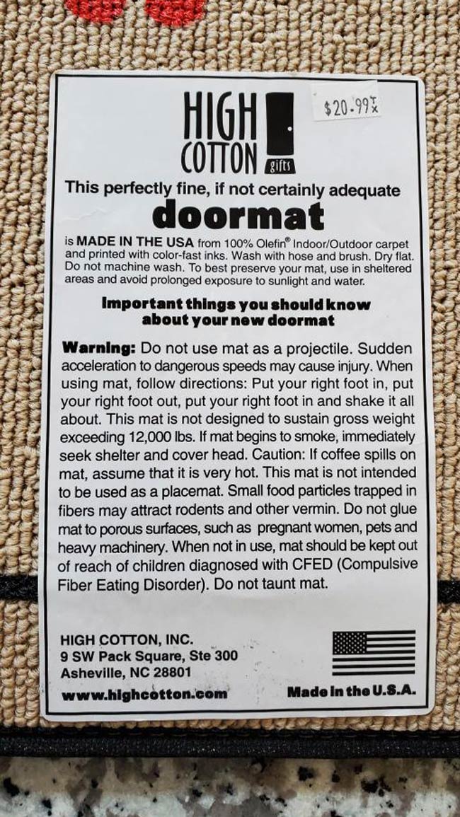 The instructions on my new doormat