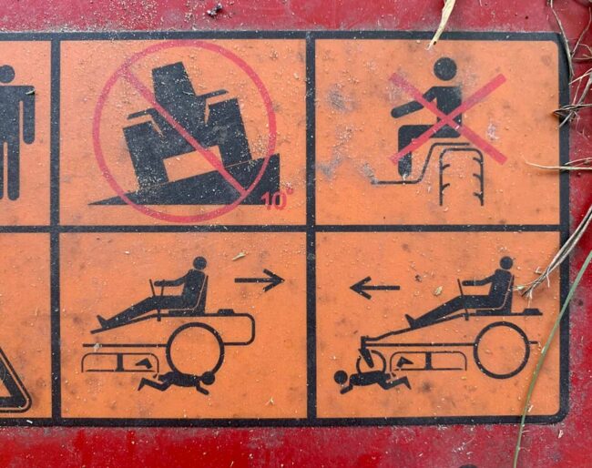 My mower has a diagram for mowing down small children