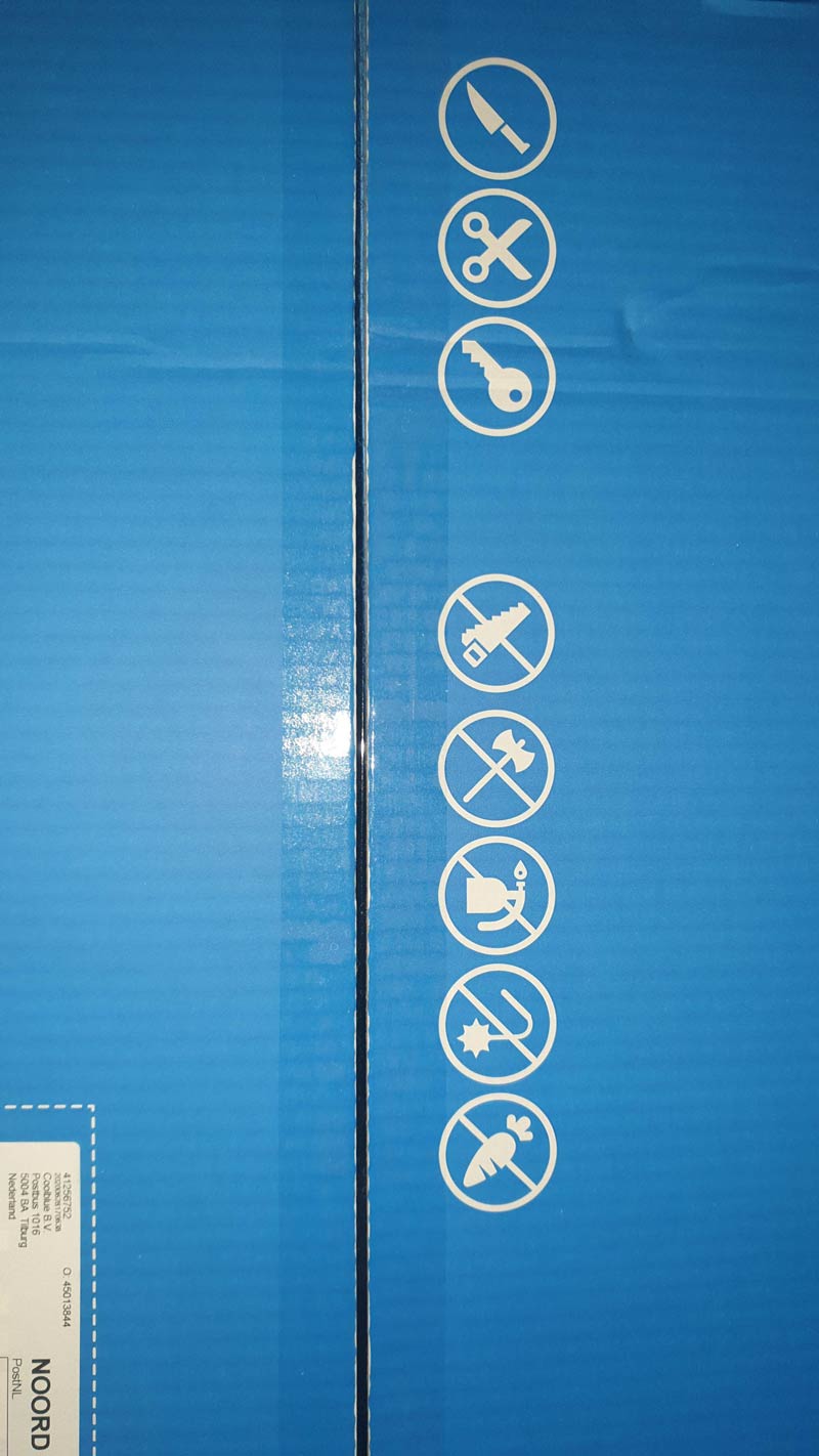 My new laptop arrived in a box with warnings not to open it with a saw, axe, blowtorch, flail or.. a carrot!