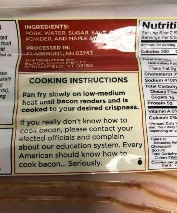Bacon cooking instructions