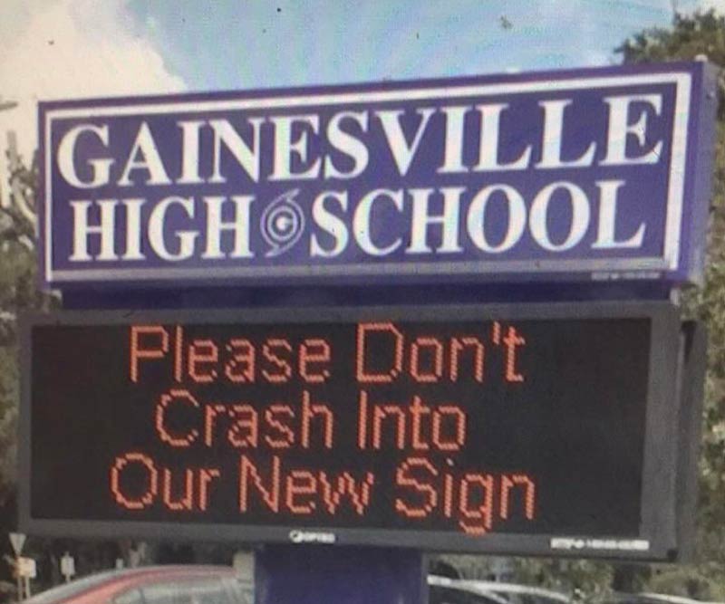 New sign at a school in Florida