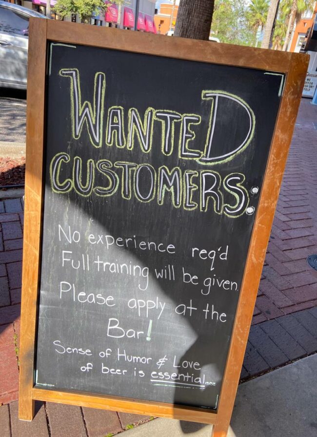 Sign at local bar