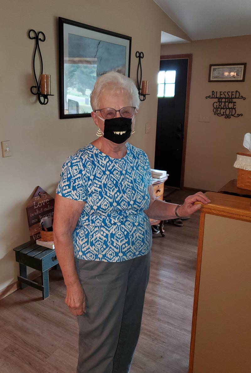 Went to my grandmas to celebrate her 90th birthday. She wanted to show off the new mask she made