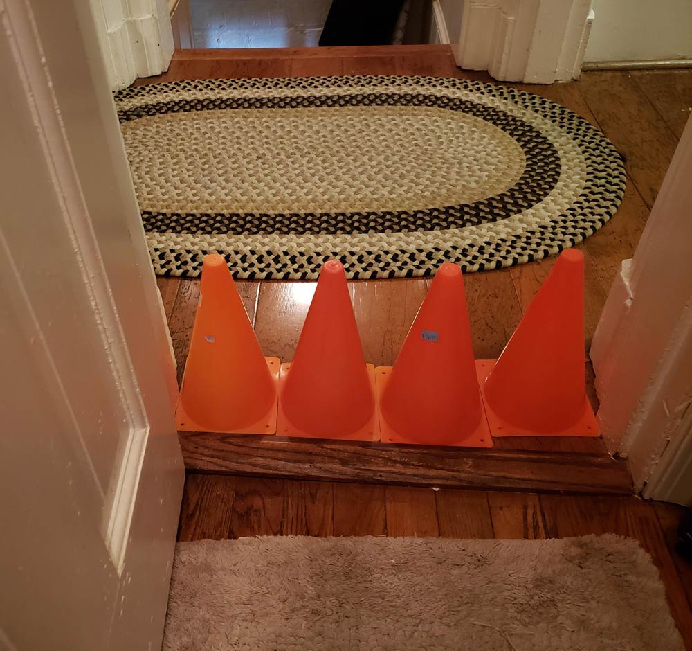 Our 4 year old set this up while I was in the bathroom and then proudly announced that I was trapped