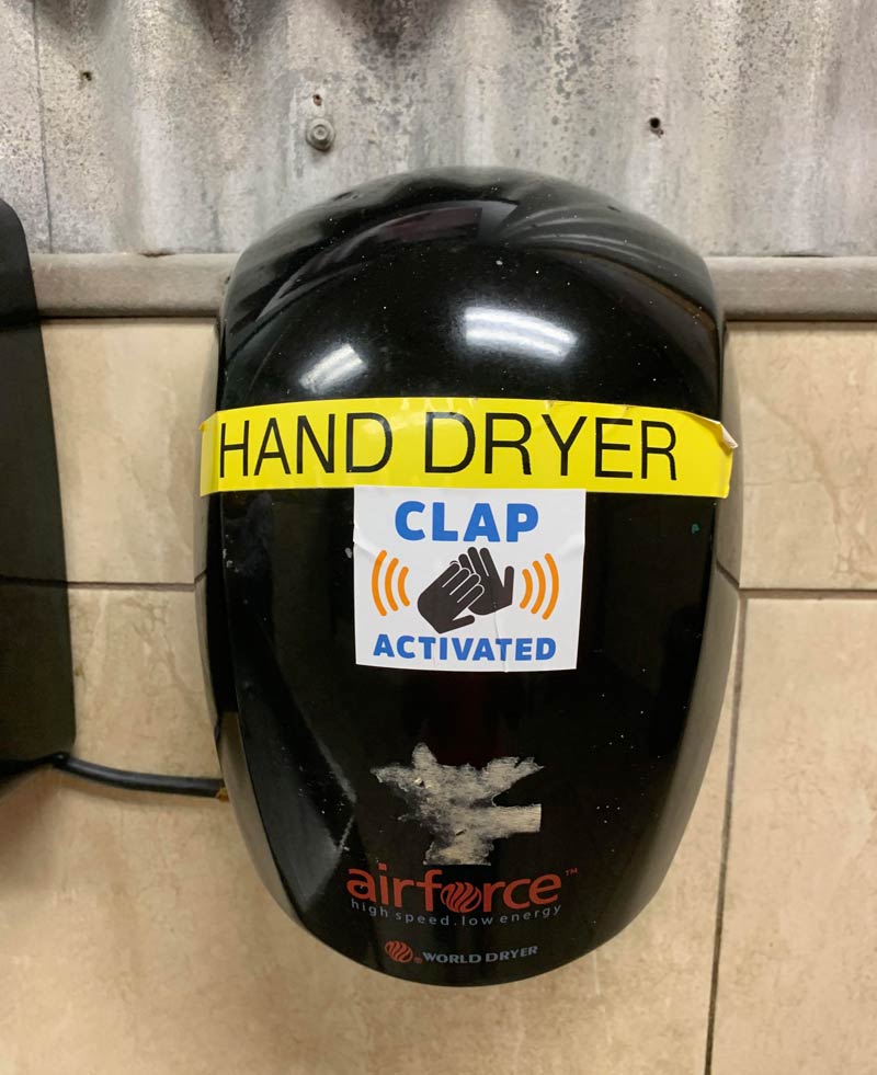 Some evil genius put clap activated on a broken dryer. Yes, I fell for it