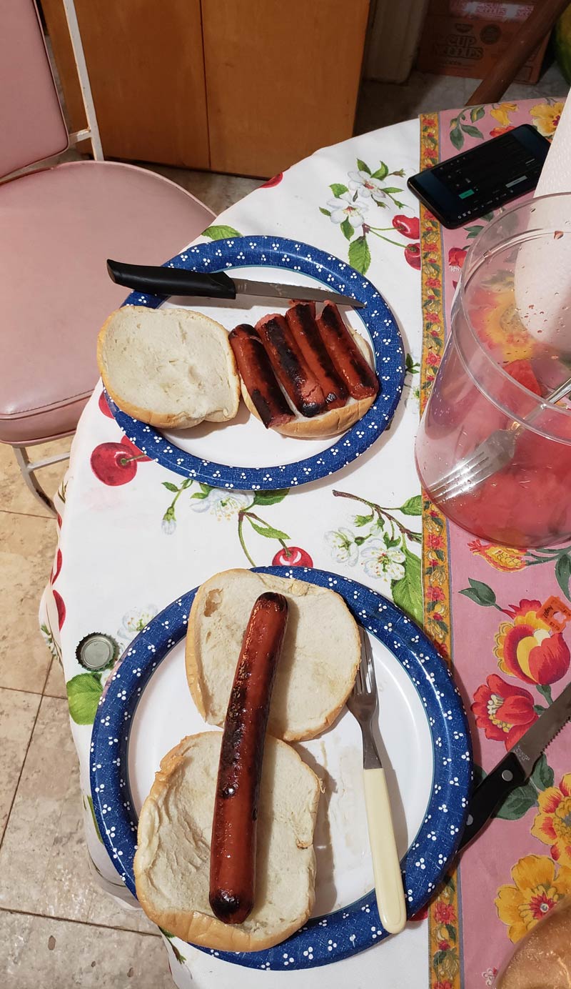 Had no hot dog buns and my boyfriend and I realized we are two very different people..
