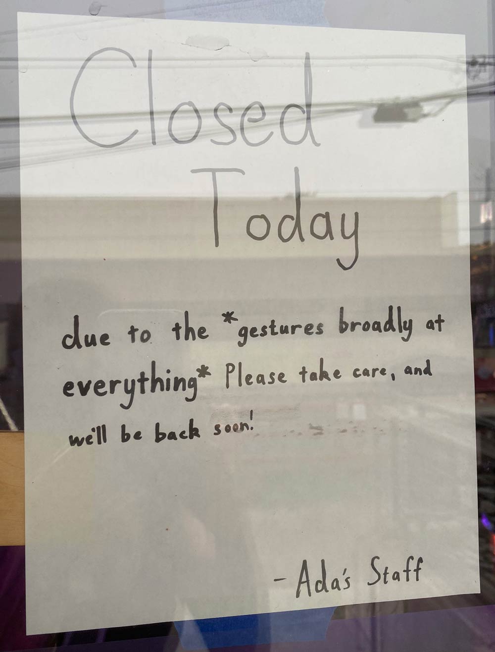 Bookstore’s Closed Sign in Seattle