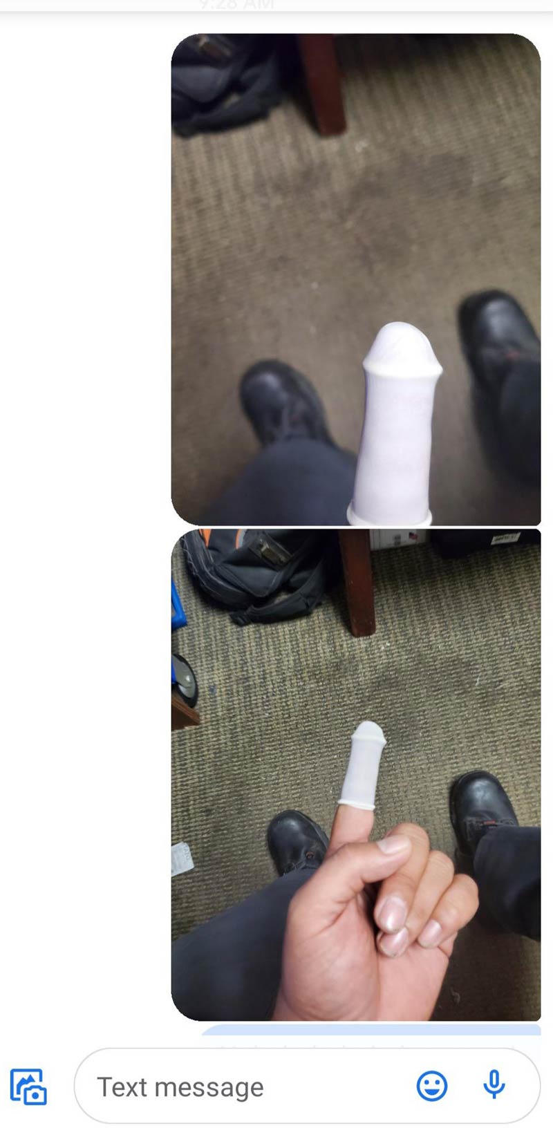 Cut my finger at work and sent a picture to my wife