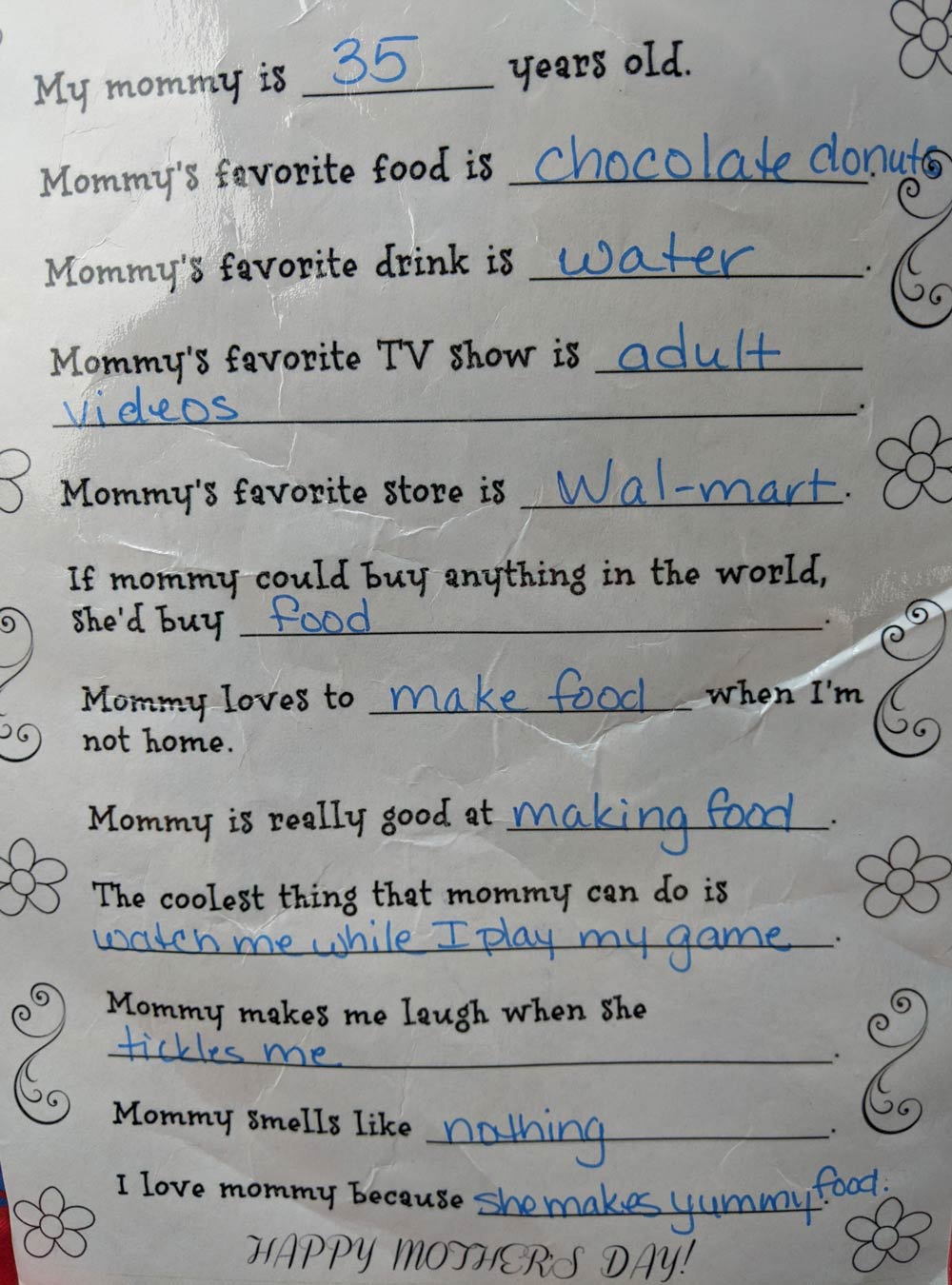 Found this gem from my son's school a year ago. My wife is still mortified!