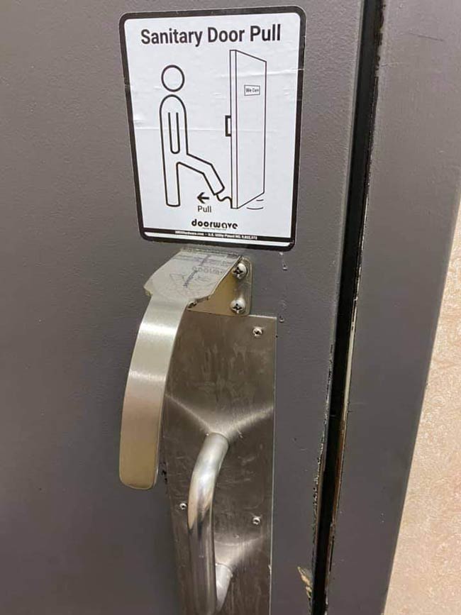These Sanitary Door Pulls were just installed at my local gas station..
