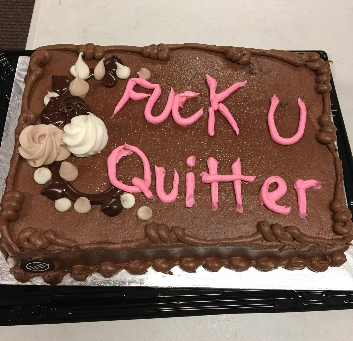 My former coworkers were so supportive towards me changing jobs, they got me a cake!